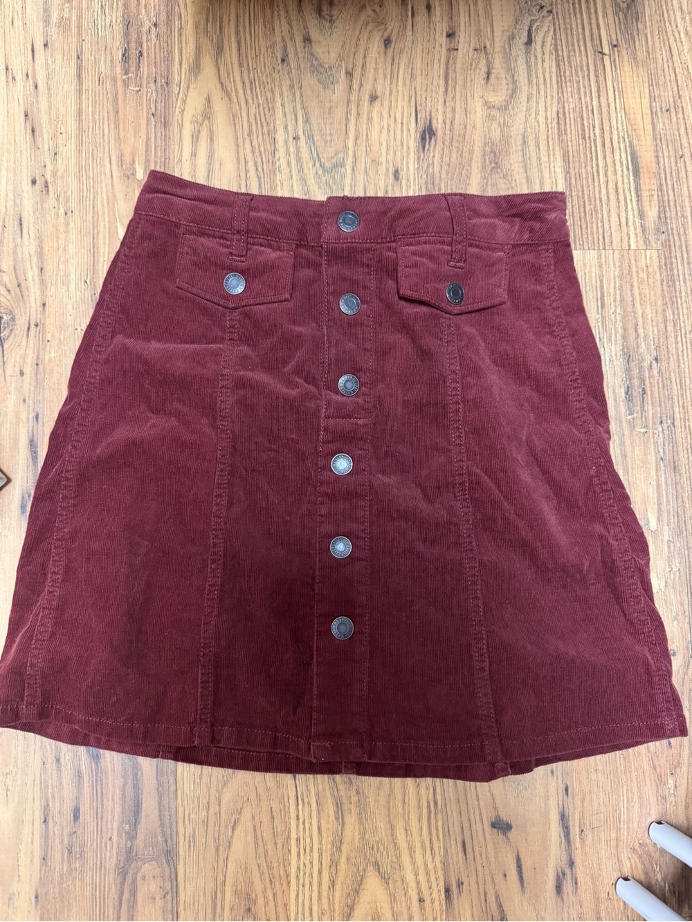 Mossimo Supply Co. Corduroy Button-Front A-Line Skirt in Burgundy